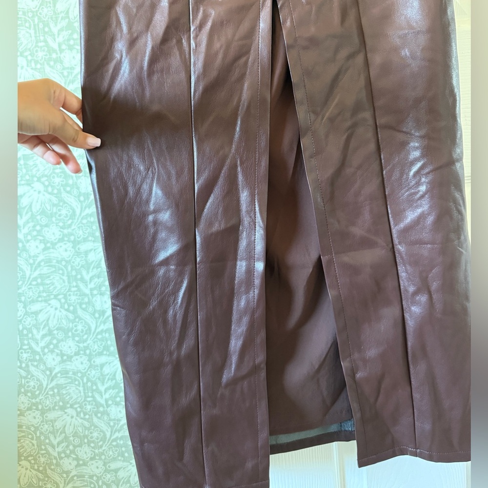 LOVERS AND FRIENDS 
X Rachel Ana Faux Leather Maxi Dress In Chocolate - Picture 5 of 5